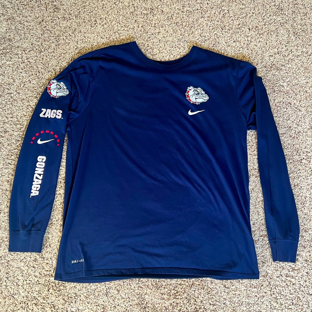 Mens Nike Dri Fit Gonzaga Bulldogs Longsleeve Shirt - XL Navy Blue